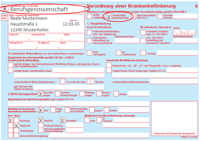 Schein Arbeitsunfall
